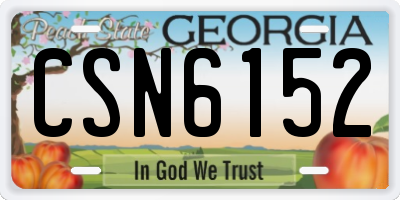 GA license plate CSN6152