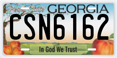 GA license plate CSN6162
