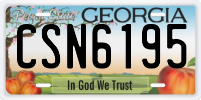 GA license plate CSN6195