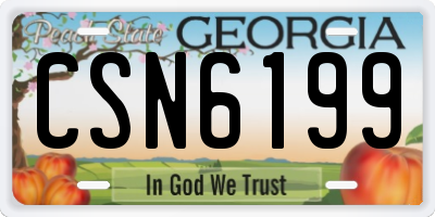 GA license plate CSN6199
