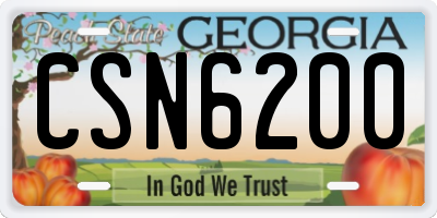 GA license plate CSN6200