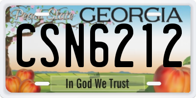 GA license plate CSN6212