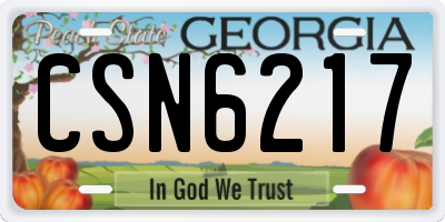 GA license plate CSN6217