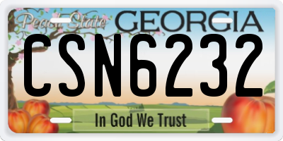 GA license plate CSN6232