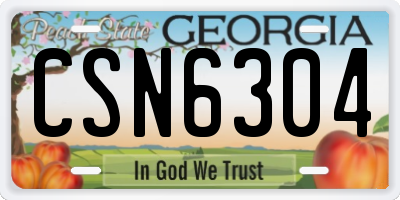 GA license plate CSN6304