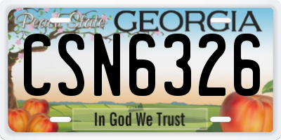 GA license plate CSN6326