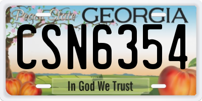 GA license plate CSN6354