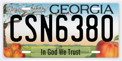 GA license plate CSN6380
