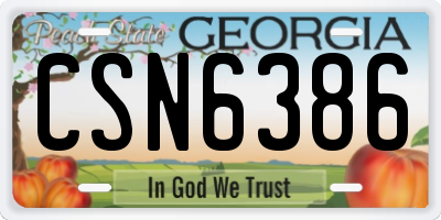 GA license plate CSN6386