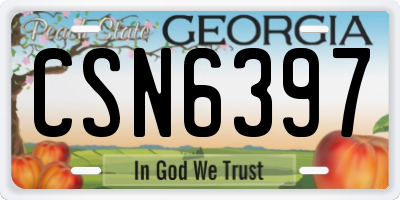 GA license plate CSN6397