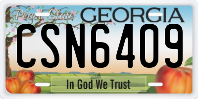 GA license plate CSN6409