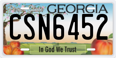 GA license plate CSN6452