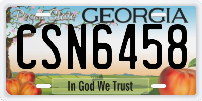 GA license plate CSN6458