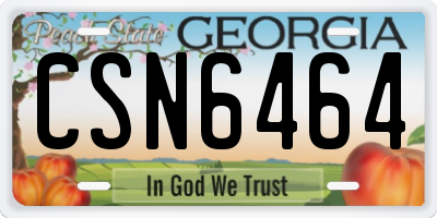 GA license plate CSN6464