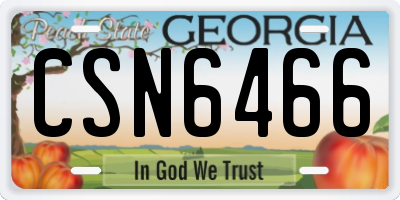 GA license plate CSN6466