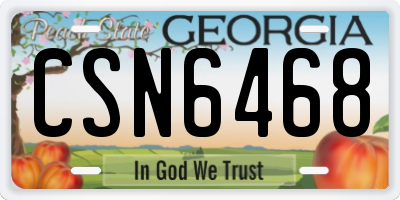 GA license plate CSN6468