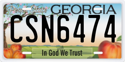 GA license plate CSN6474