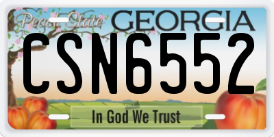 GA license plate CSN6552