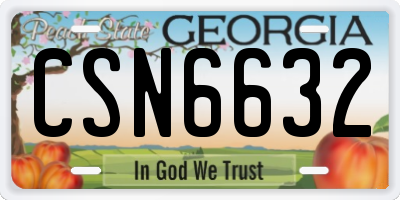 GA license plate CSN6632