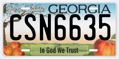GA license plate CSN6635