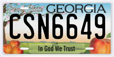 GA license plate CSN6649