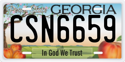 GA license plate CSN6659