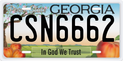 GA license plate CSN6662