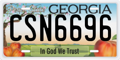 GA license plate CSN6696