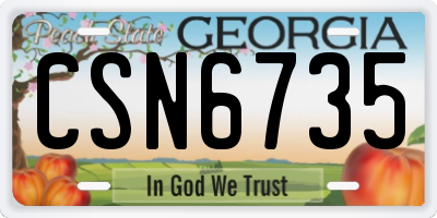 GA license plate CSN6735