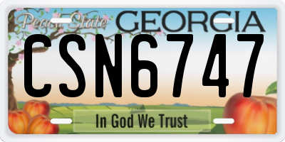 GA license plate CSN6747
