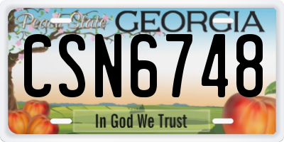 GA license plate CSN6748