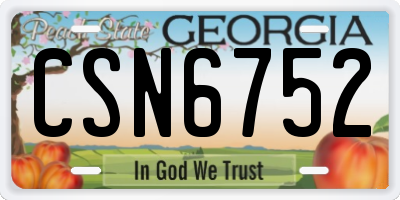 GA license plate CSN6752