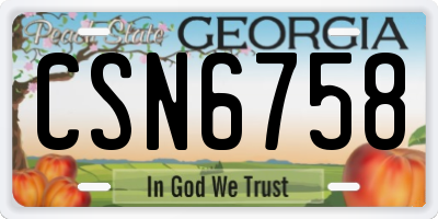 GA license plate CSN6758