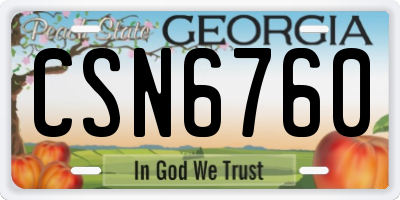 GA license plate CSN6760