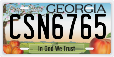 GA license plate CSN6765