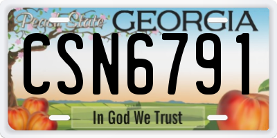GA license plate CSN6791