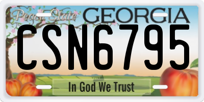 GA license plate CSN6795