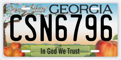 GA license plate CSN6796