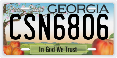 GA license plate CSN6806