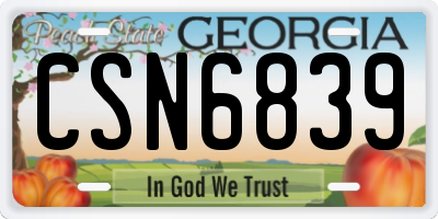 GA license plate CSN6839