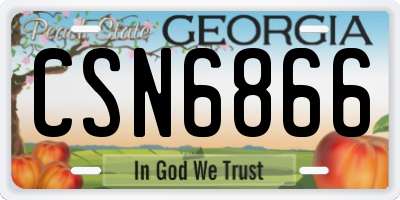 GA license plate CSN6866