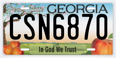 GA license plate CSN6870