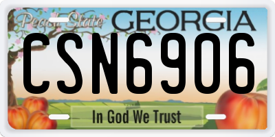 GA license plate CSN6906