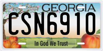 GA license plate CSN6910