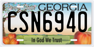 GA license plate CSN6940