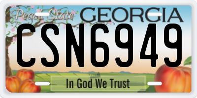 GA license plate CSN6949