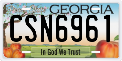 GA license plate CSN6961