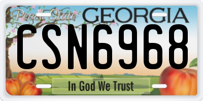 GA license plate CSN6968
