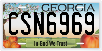 GA license plate CSN6969