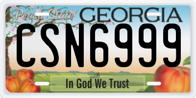 GA license plate CSN6999
